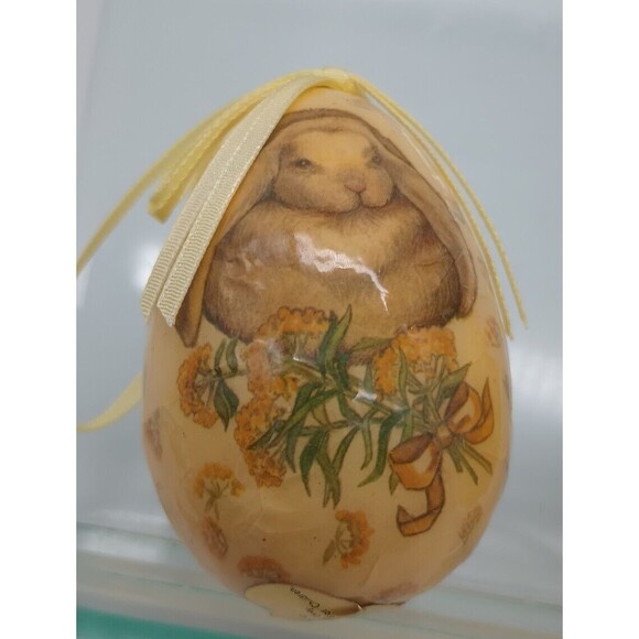 2 Vintage Paper Mache Bunny Easter Eggs 1989 Dakin Ornaments - Picture 4 of 8